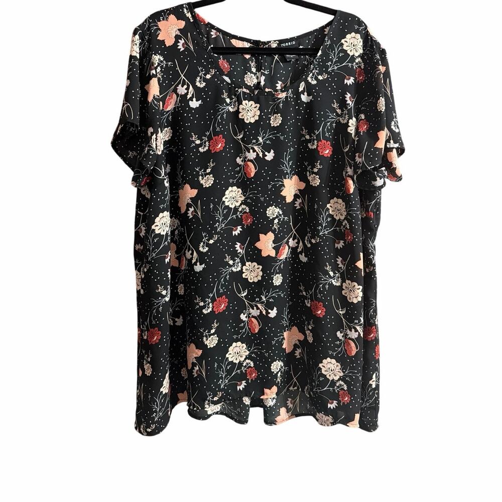 Torrid Women's Plus Size Black Floral Sheer Lightweight Blouse Size 3 3X